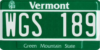 VT license plate WGS189