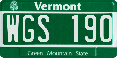 VT license plate WGS190