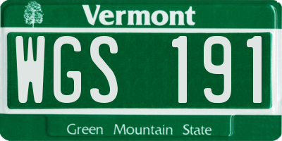 VT license plate WGS191