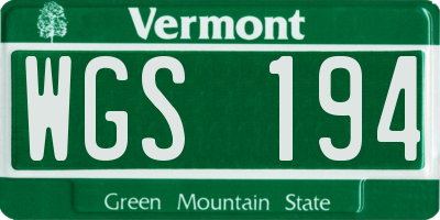 VT license plate WGS194