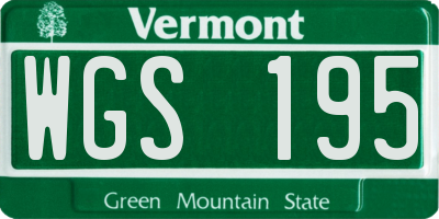 VT license plate WGS195
