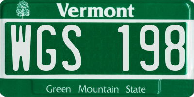 VT license plate WGS198