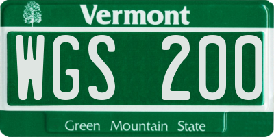 VT license plate WGS200