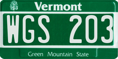 VT license plate WGS203