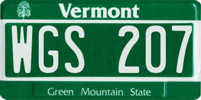 VT license plate WGS207