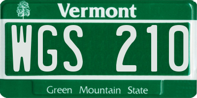 VT license plate WGS210