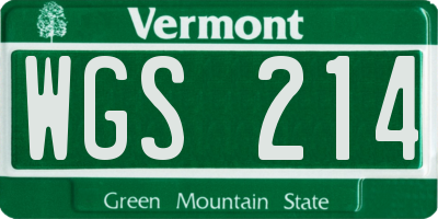 VT license plate WGS214