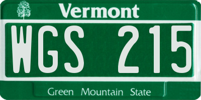 VT license plate WGS215