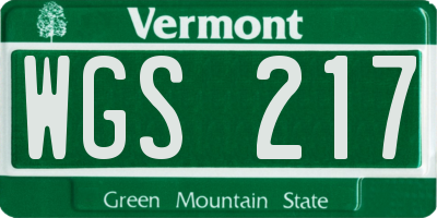 VT license plate WGS217
