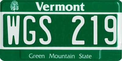 VT license plate WGS219