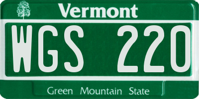 VT license plate WGS220