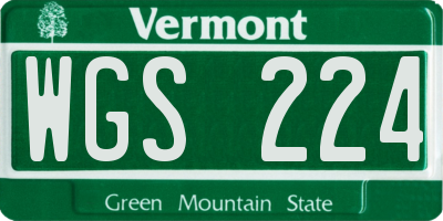 VT license plate WGS224