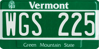 VT license plate WGS225