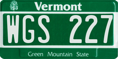 VT license plate WGS227