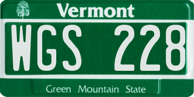 VT license plate WGS228