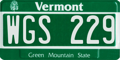 VT license plate WGS229