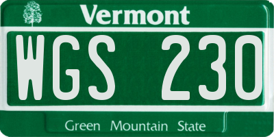 VT license plate WGS230