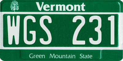 VT license plate WGS231