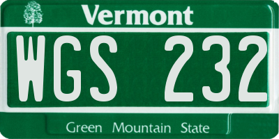 VT license plate WGS232