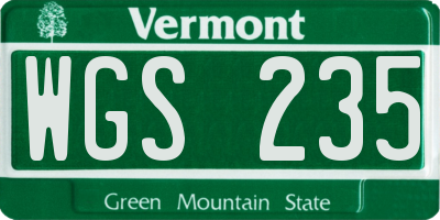 VT license plate WGS235