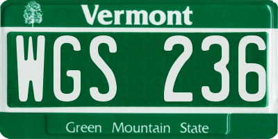 VT license plate WGS236