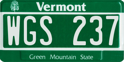 VT license plate WGS237