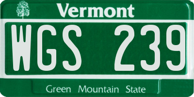 VT license plate WGS239