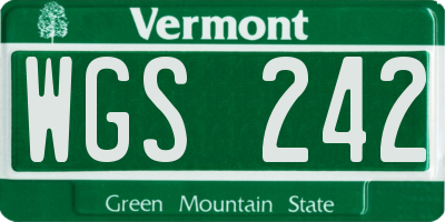 VT license plate WGS242