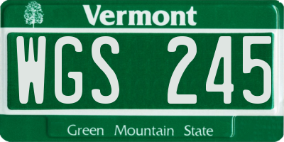 VT license plate WGS245