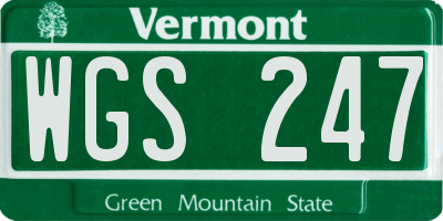 VT license plate WGS247