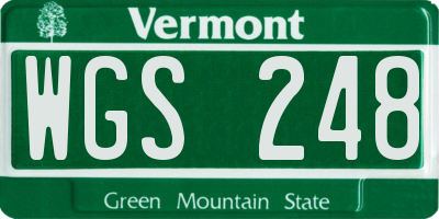 VT license plate WGS248