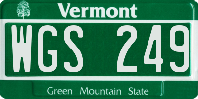VT license plate WGS249