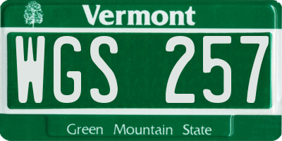 VT license plate WGS257
