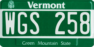 VT license plate WGS258