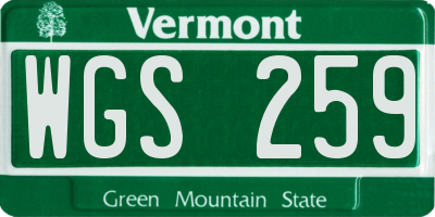 VT license plate WGS259