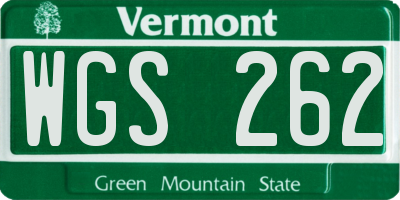 VT license plate WGS262