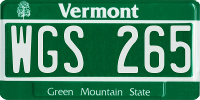 VT license plate WGS265