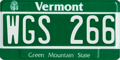 VT license plate WGS266
