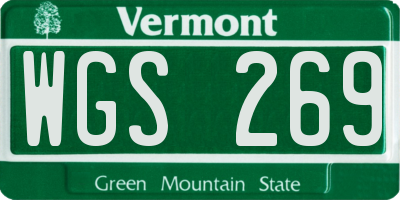 VT license plate WGS269