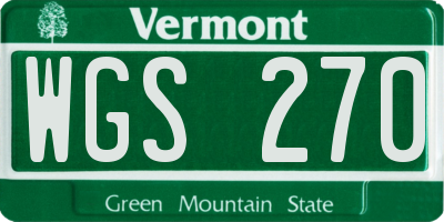 VT license plate WGS270