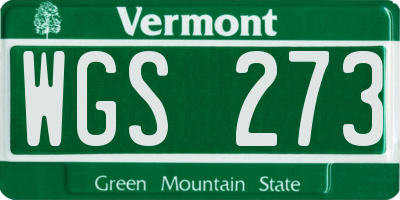 VT license plate WGS273