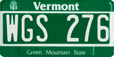 VT license plate WGS276