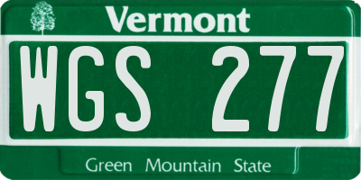 VT license plate WGS277