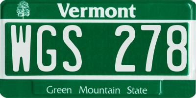 VT license plate WGS278
