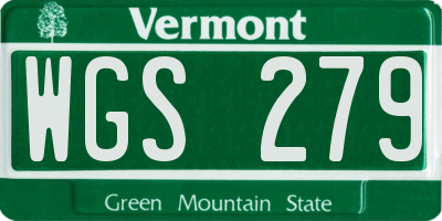 VT license plate WGS279