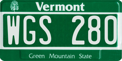 VT license plate WGS280
