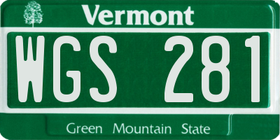 VT license plate WGS281