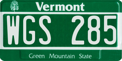 VT license plate WGS285