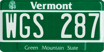 VT license plate WGS287
