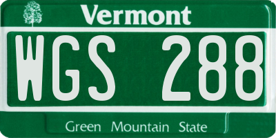 VT license plate WGS288
